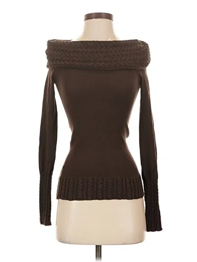 Pre-owned Bcbgmaxazria Long Sleeve Top Brown Cowl Neck Tops
