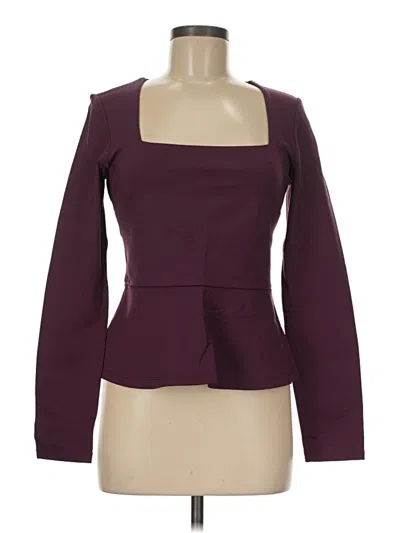 Pre-owned Bcbgmaxazria Long Sleeve Top Burgundy Square Neckline Tops