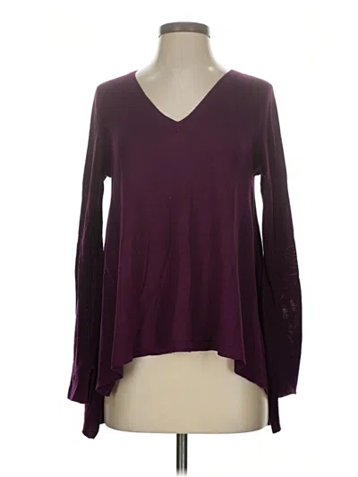 Pre-owned Bcbgmaxazria Long Sleeve Top Burgundy V Neck Tops
