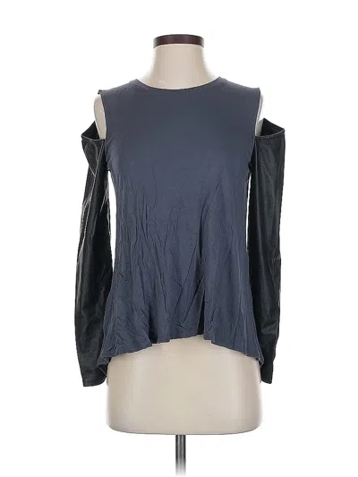 Pre-owned Bcbgmaxazria Long Sleeve Top Gray Cold Shoulder Neckline Tops