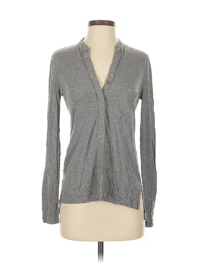 Pre-owned Bcbgmaxazria Long Sleeve Top Gray Plunge Neckline Tops