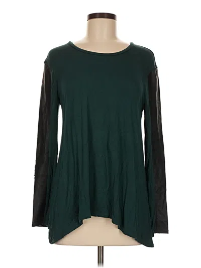 Pre-owned Bcbgmaxazria Long Sleeve Top Green Crew Neck Tops