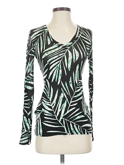 Pre-owned Bcbgmaxazria Long Sleeve Top Green V-neck Tops