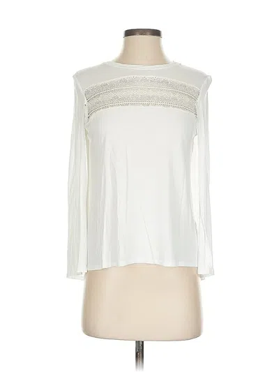 Pre-owned Bcbgmaxazria Long Sleeve Top Ivory Mock Neckline Tops In White