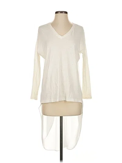 Pre-owned Bcbgmaxazria Long Sleeve Top Ivory V-neck Tops