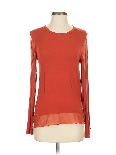 Pre-owned Bcbgmaxazria Long Sleeve Top Orange Boatneck Tops
