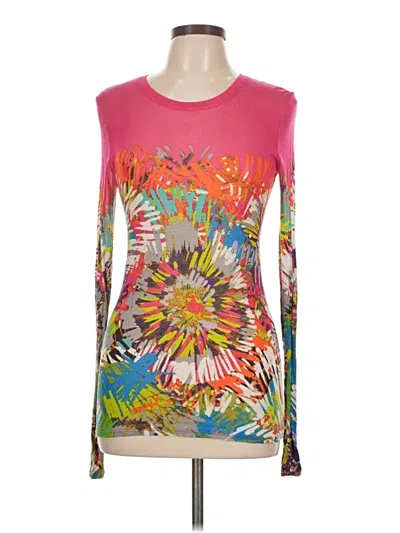 Pre-owned Bcbgmaxazria Long Sleeve Top Pink Scoop Neck Tops