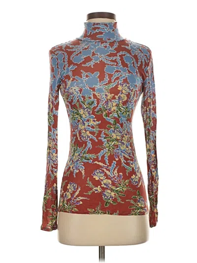 Pre-owned Bcbgmaxazria Long Sleeve Top Red Turtleneck Tops