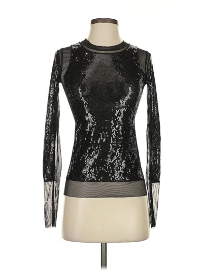 Pre-owned Bcbgmaxazria Long Sleeve Top Silver Mock Neckline Tops