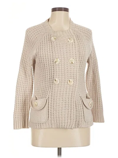 Pre-owned Bcbgmaxazria Long Sleeve Top Tan Square Neckline Tops