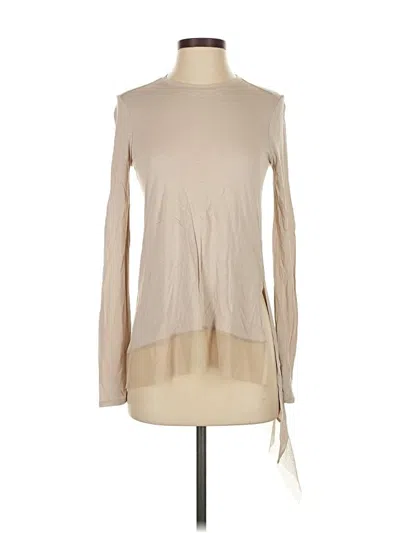 Pre-owned Bcbgmaxazria Long Sleeve Top Tan Turtleneck Tops In Brown