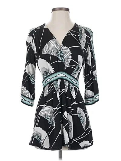 Pre-owned Bcbgmaxazria Long Sleeve Top Teal Plunge Neckline Tops