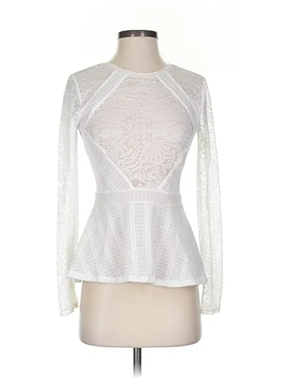 Pre-owned Bcbgmaxazria Long Sleeve Top White Mock Neckline Tops