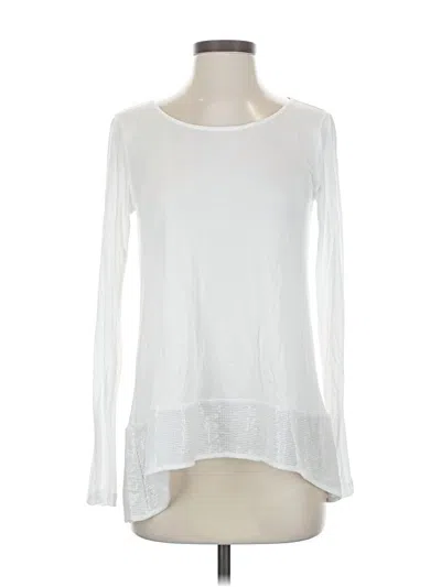 Pre-owned Bcbgmaxazria Long Sleeve Top White Scoop Neck Tops
