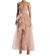 Bcbgmaxazria Luna Strapless High Low Dress In Cafe Au Lait In Neutral