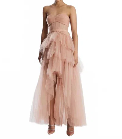 Bcbgmaxazria Luna Strapless High Low Dress In Cafe Au Lait In Neutral