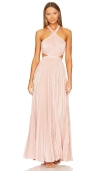 Bcbgmaxazria Metallic Evening Gown In Bare Pink
