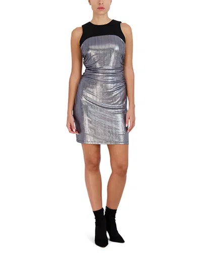 Bcbgmaxazria Metallic Jewel Neck Sleeveless Mini Dress