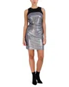 BCBGMAXAZRIA BCBGMAXAZRIA METALLIC JEWEL NECK SLEEVELESS MINI DRESS