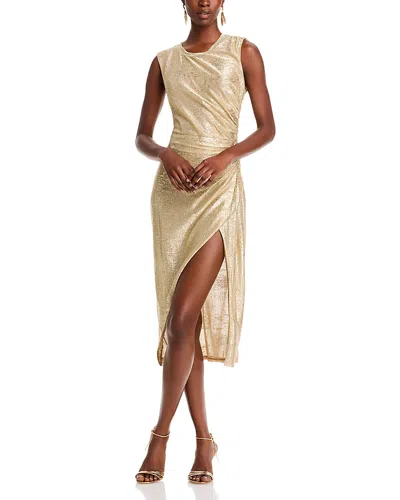 Bcbgmaxazria Metallic Midi Dress In Gold