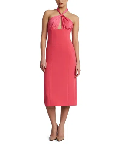 Bcbgmaxazria Midi Dress With A Twist In Pink