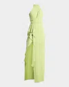Bcbgmaxazria Mock-neck Draped Slit Gown In Citrine