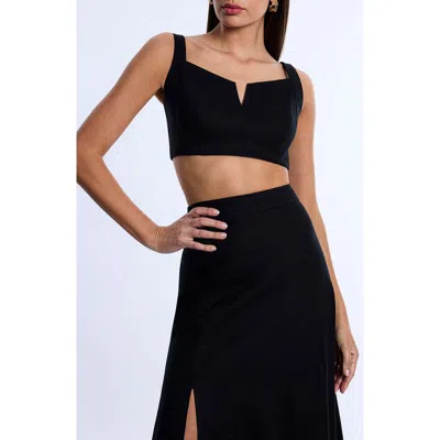 Bcbgmaxazria Notched Neck Crop Top In Black