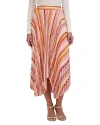 Bcbgmaxazria Ombre Stripe Pleated Handkerchief Midi Skirt In Multi