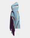 Bcbgmaxazria Printed Pleated Dress In Seafoam 'floating Ribbons"