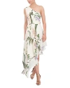 BCBGMAXAZRIA ONE SHOULDER HIGH LOW GOWN