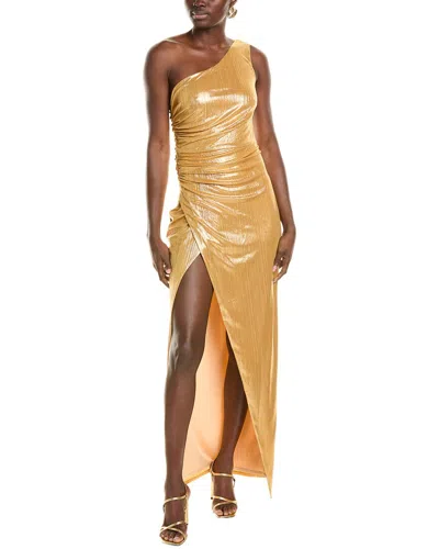 Bcbgmaxazria One-shoulder Maxi Dress In Metallic