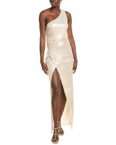 Bcbgmaxazria One-shoulder Maxi Dress In Metallic