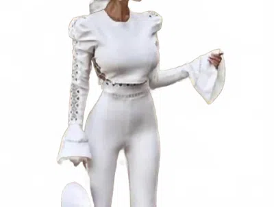 Bcbgmaxazria Open Flare Long Sleeve Top In White