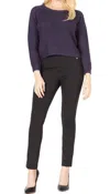BCBGMAXAZRIA PLAIN TEXTURED-KNIT CROPPED SWEATER IN NAVY