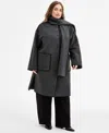 Bcbgmaxazria Plus Size Button-front Edge-stitch Scarf Coat In Gray