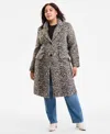 Bcbgmaxazria Plus Size Single-breasted Coat In Brown