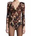 Bcbgmaxazria Printed Bodysuit In Black