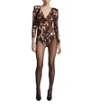 Bcbgmaxazria Printed Bodysuit In Multi