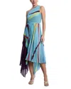Bcbgmaxazria Printed Pleated Dress In Seafoam Floating Ribbons