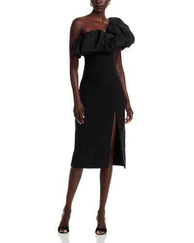 BCBGMAXAZRIA PUFF SHOULDER SOLID DRESS