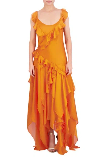 Bcbgmaxazria Annabel Ruffle Dress In Russet Orange