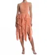 Bcbgmaxazria Ruffle Skirt Mini Dress In Apricot In Pink