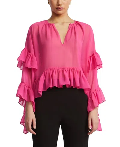 Bcbgmaxazria Ruffle Swing Top In Pink