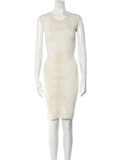 Pre-owned Bcbgmaxazria Runway Lace Pattern Mini Dress In Neutral