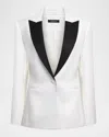 Bcbgmaxazria Satin-lapel Tux Blazer In White