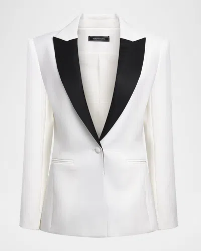 Bcbgmaxazria Satin-lapel Tux Blazer In White