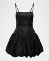 Bcbgmaxazria Satin Mini Bubble Dress In Black