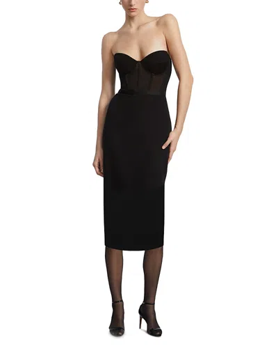 Bcbgmaxazria Satin Strapless Dress In Black