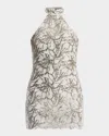 Bcbgmaxazria Sequin-embellished Halter Mini Dress In Jasmine