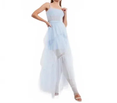 Bcbgmaxazria Sheer Tiered Ruffle Gown In Kentucky Blue